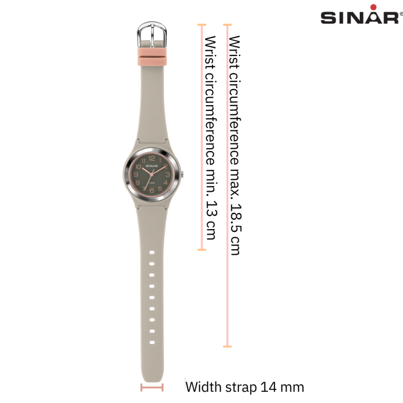Sinar Watch - Analogue - Light Grey / Pink - 36mm - Adjustable Strap 13-18,5cm