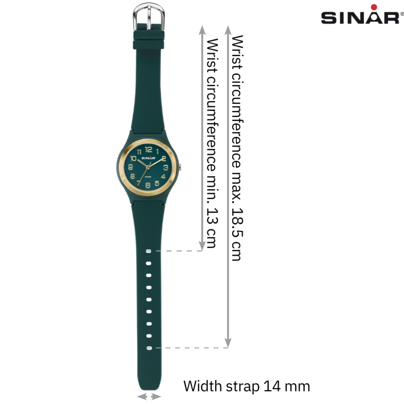 Sinar Watch - Analogue - Forrest Green / Gold - 36mm - Adjustable Strap 13-18,5cm