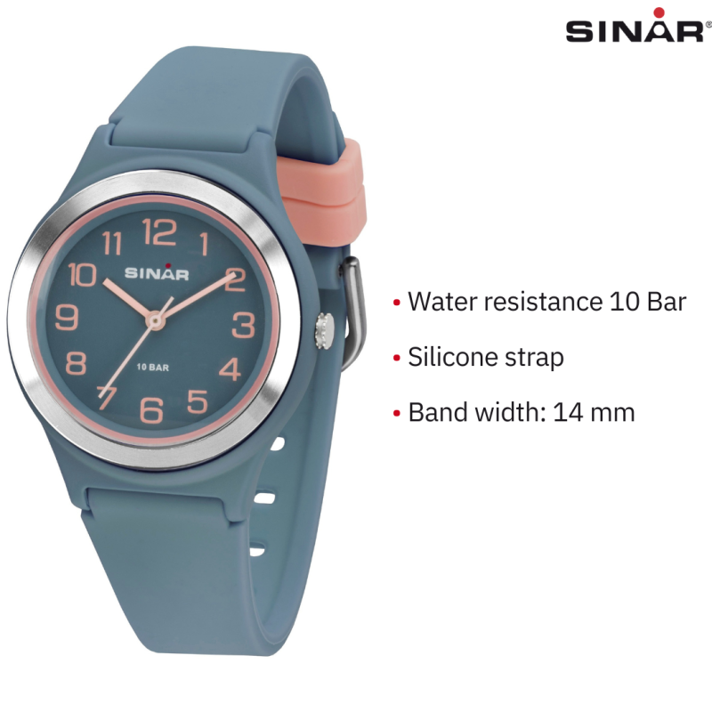 Sinar Watch - Analogue - Blue / Pink - 36mm - Adjustable Strap 13-18,5cm