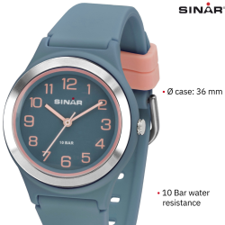 Sinar Watch - Analogue - Blue / Pink - 36mm - Adjustable Strap 13-18,5cm