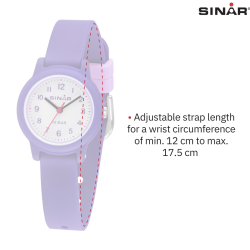 Sinar Watch- Girls - Purple - Analogue - 10 Bar - 28 mm - Soft Adjustable Strap (12-17.5 cm)