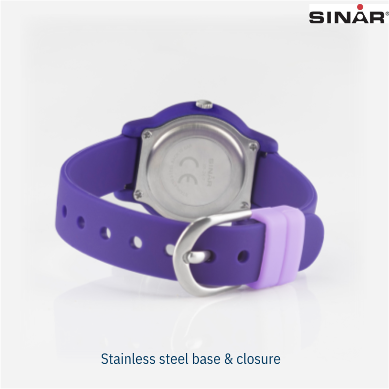 Sinar Watch- Girls - Purple - Analogue - 10 Bar - 28 mm - Soft Adjustable Strap (12-17.5 cm)