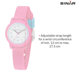 Sinar Watch- Girls - Pink - Analogue - 10 Bar - 28 mm - Soft Adjustable Strap (12-17.5 cm)