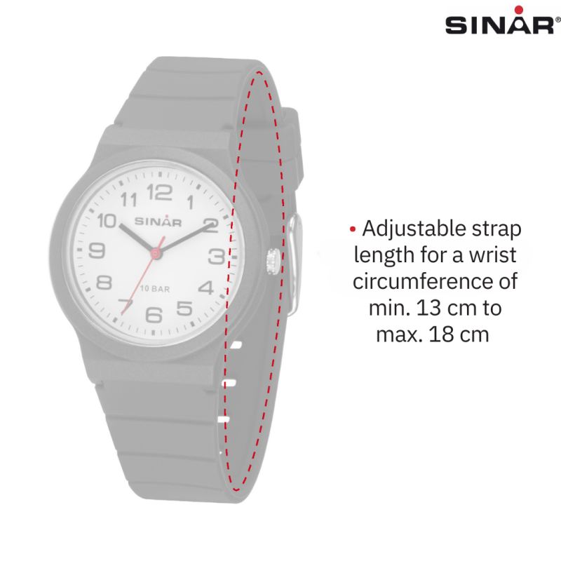 SINAR Watch - Black - Analogue - 34 mm - 10 Bar - Adjustable Strap 13-18 cm