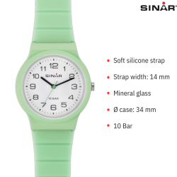 SINAR Watch - Mint - Analogue - 34 mm - 10 Bar - Adjustable Strap 13-18 cm