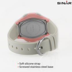 Sinar Watch - Digital - Light Grey/Pink - 10 Bar Waterproof - Ø 36 mm - Adjustable Strap 13-18.5 cm