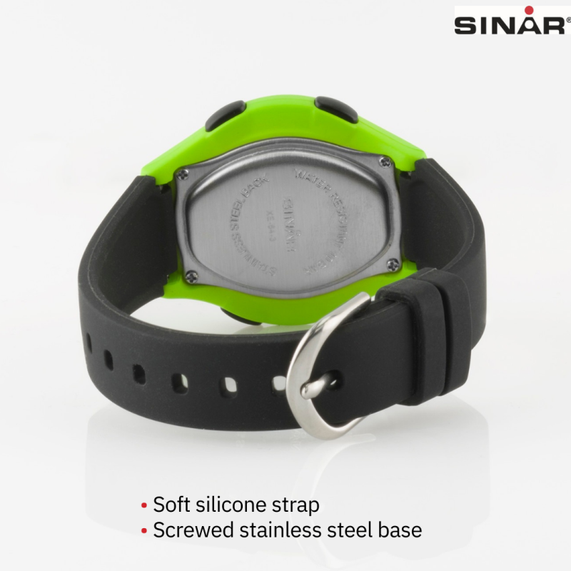 Sinar Watch - Digital - Black/Green - 10 Bar Waterproof - Ø 36 mm - Adjustable Strap 13-18.5 cm