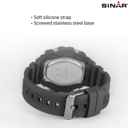 Sinar Watch - Digital - Black / Grey - 10 Bar Waterproof - Ø 40 mm - Adjustable Strap 14-19.5 cm - XE69-1 