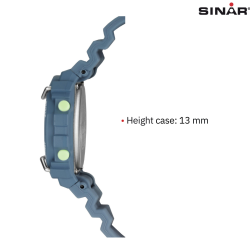 Sinar Watch - Digital - Light Blue - 10 Bar Waterproof - Ø 40 mm - Adjustable Strap 14-19.5 cm - XE69-5