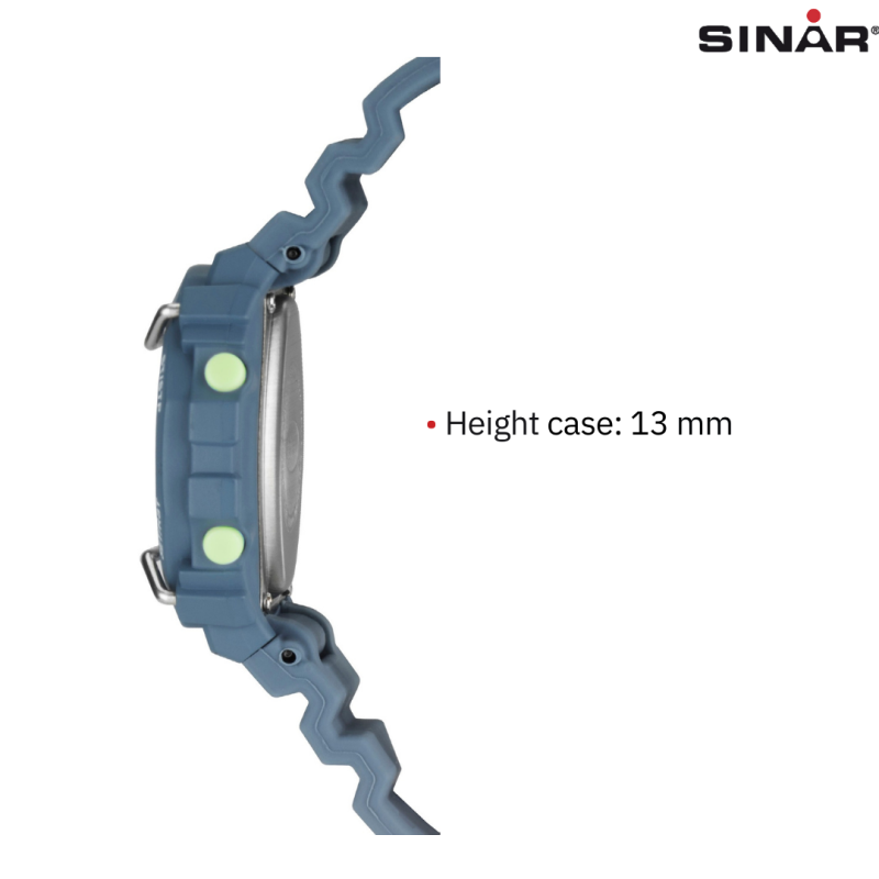 Sinar Watch - Digital - Light Blue - 10 Bar Waterproof - Ø 40 mm - Adjustable Strap 14-19.5 cm - XE69-5