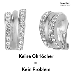 Traveller Ohrclip - Silberfarben - Kristalle - Platiniert - 16x10mm