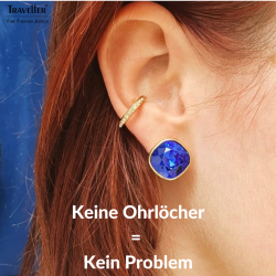 Traveller Ohrclip - Vergoldet - Swarovski Kristalle - Majestic Blue - 15x15 mm