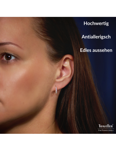 Traveller Creolen - Edelstahl - Zirkonia - Vergoldet - Goldfarben - Ø 14 mm - 166317