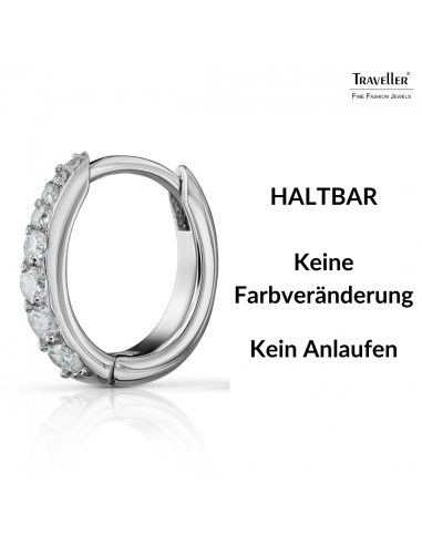 Traveller Creolen - Edelstahl - Zirkonia - Silberfarben - Ø 14 mm - 166318