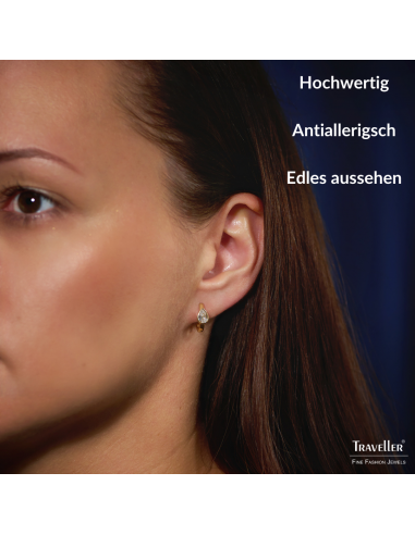 Traveller Creolen - Edelstahl - Zirkonia - Vergoldet - Ø 15 mm - 166319