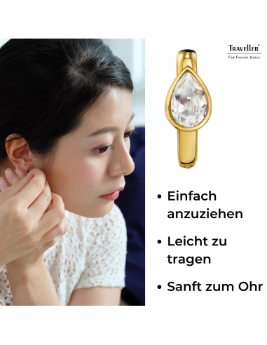 Traveller Creolen - Edelstahl - Zirkonia - Vergoldet - Ø 15 mm - 166319