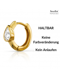 Traveller Creolen - Edelstahl - Zirkonia - Vergoldet - Ø 15 mm - 166319