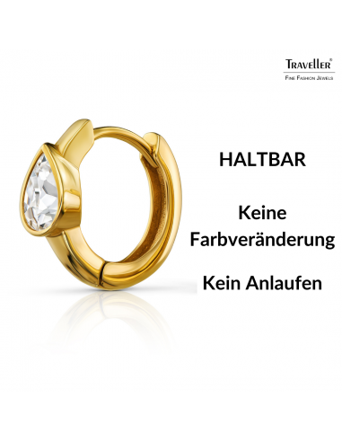 Traveller Creolen - Edelstahl - Zirkonia - Vergoldet - Ø 15 mm - 166319