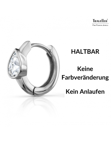 Traveller Creolen - Edelstahl - Zirkonia - Silberfarben - Ø 15 mm - 166320
