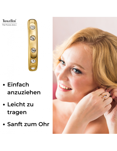 Traveller Creolen - Edelstahl - Kristall - Vergoldet - Ø 18 mm - 166321