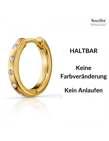 Traveller Creolen - Edelstahl - Kristall - Vergoldet - Ø 18 mm - 166321