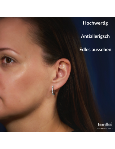 Traveller Creolen - Edelstahl - Kristall - Silberfarben - Ø 18mm - 166322