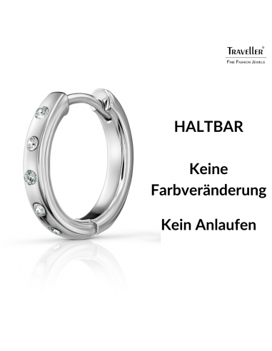 Traveller Creolen - Edelstahl - Kristall - Silberfarben - Ø 18mm - 166322