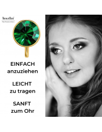 Traveller Ohrclip - Vergoldet - Kristalle - Emerald Grün- 10 mm - 157512