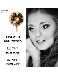 Traveller Ohrclips - Vergoldet - Kristalle - Braun / Golden Shadow - 10 mm - 157513