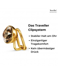 Traveller Ohrclips - Vergoldet - Kristalle - Braun / Golden Shadow - 10 mm - 157513