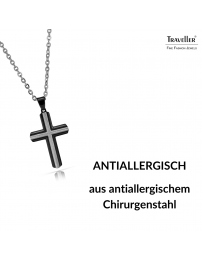 Traveller Kreuz Kette - Herren - Ketten Man - Edelstahl - Schwarz 50+5cm