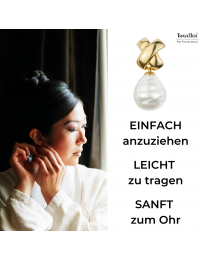 Traveller Ohrclip - Hänger - Vergoldet - Barok Perle - Weiß - 40x15mm - 110648