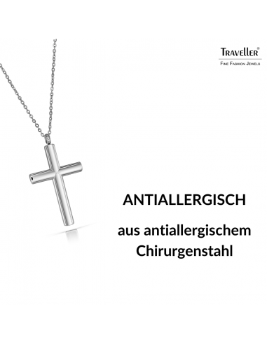 Traveller Kreuz Kette - Herren - Kette Man - Edelstahl - 50+5cm
