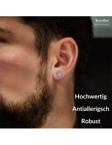 Traveller Ohrstecker - Herren - Edelstahl - Silberfarben - Matt - Rund - 8 mm - 181246