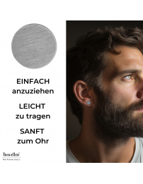 Traveller Ohrstecker - Herren - Edelstahl - Silberfarben - Matt - Rund - 8 mm - 181246