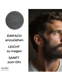 Traveller Ohrringe - Herren - Edelstahl - Schwarz PVD - Matt - Rund - 8 mm - 181247