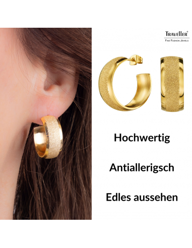 Traveller Creolen - Edelstahl - Vergoldet - Glitzer - Ringe 3/4 - Ø 23 mm - 181260