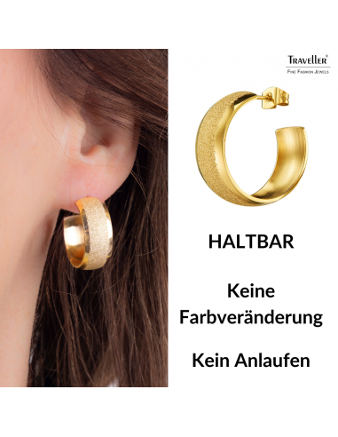 Traveller Creolen - Edelstahl - Vergoldet - Glitzer - Ringe 3/4 - Ø 23 mm - 181260
