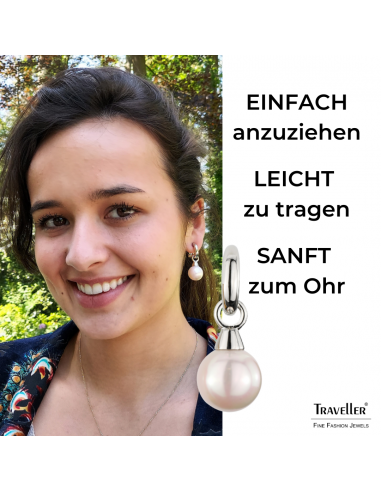Traveller Ohrclip - Hänger - Silberfarben - Perle - 14mm - Rosé - Platiniert - 35x15mm -  114244