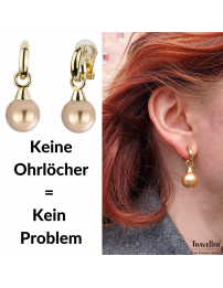 Traveller Ohrclip - Hänger - Vergoldet - Perle - 14mm - Bronze - 35x15mm - 114246