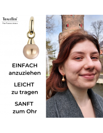 Traveller Ohrclip - Hänger - Vergoldet - Perle - 14mm - Bronze - 35x15mm - 114246