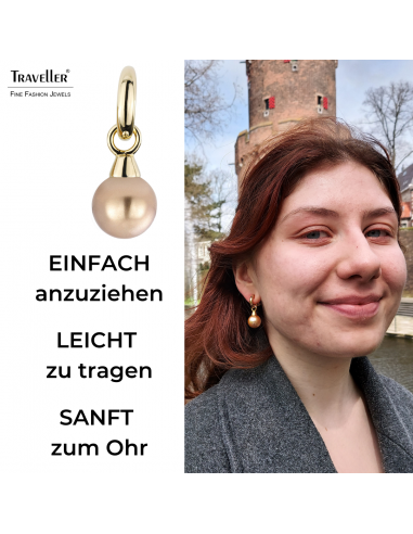 Traveller Ohrclip - Hänger - Vergoldet - Perle - 14mm - Bronze - 35x15mm - 114246