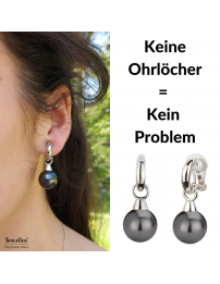 Traveller Ohrclip - Hänger - Silberfarben - Perel - 14mm - Schwarz - Platiniert - 35x15mm - 114247