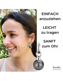 Traveller Ohrclip - Hänger - Silberfarben - Perel - 14mm - Schwarz - Platiniert - 35x15mm - 114247