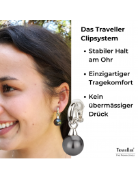 Traveller Ohrclip - Hänger - Silberfarben - Perel - 14mm - Schwarz - Platiniert - 35x15mm - 114247