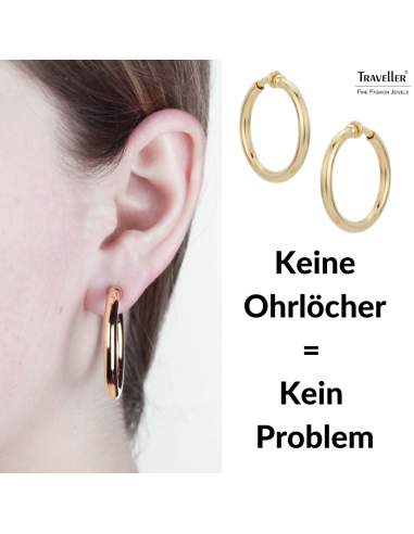 Traveller Ohrclips - Creolen - 22kt Vergoldet - Ø 33 mm - 155050