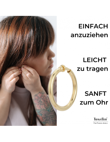 Traveller Ohrclips - Creolen - 22kt Vergoldet - Ø 33 mm - 155050