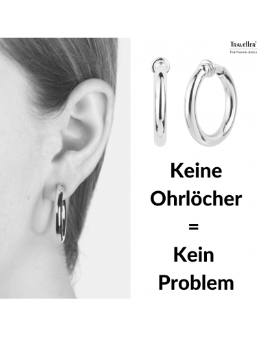 Traveller Ohrclips - Creolen - Platiniert - Silberfarbe - 25 mm - 155049