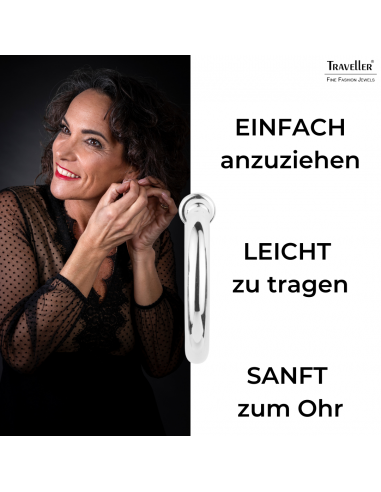 Traveller Ohrclips - Creolen - Platiniert - Silberfarbe - 25 mm - 155049