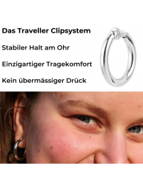 Traveller Ohrclips - Creolen - Platiniert - Silberfarbe - 25 mm - 155049